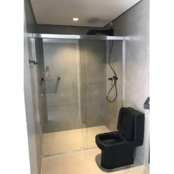 Kit Box Banheiro em Alumínio Quadrado - Sem Vidro